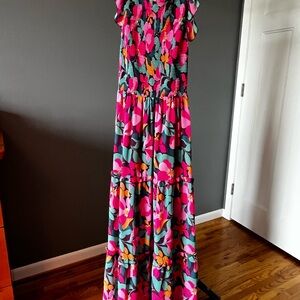 Floral Maxi Dress with Ruffle Sleeves